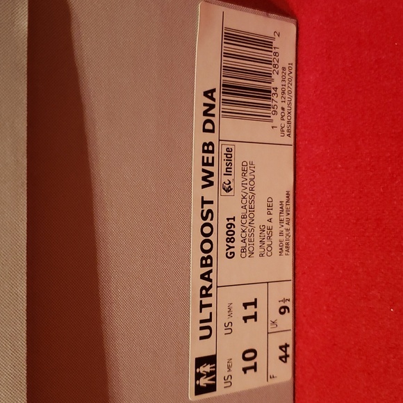 Lot of 2 Mens size 10 Red/Black/White Adidas Ultraboost DNA Web shoes and Sack - Picture 2 of 11